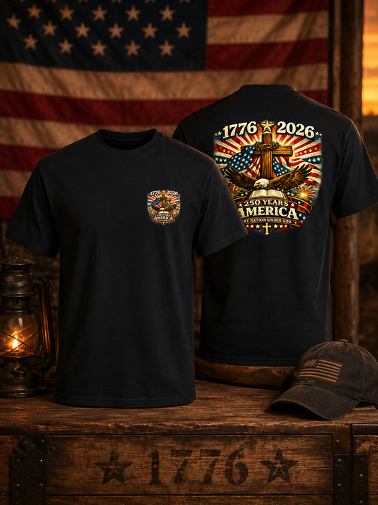 America 250 Years Under God Patriotic Christian T-Shirt | 1776–2026 Anniversary Tee